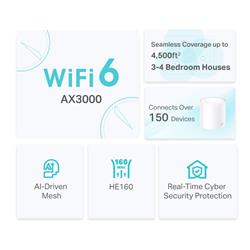 TP-Link (Deco X50(2-Pack)) - AX3000 Whole Home Mesh WiFi 6 System 2 Pack(Open Box)