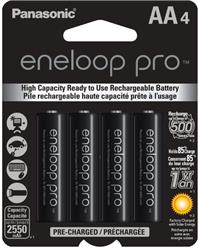 PANASONIC Eneloop PRO AA 2550mAh NiMH Rechargeable Battery 4 Pack