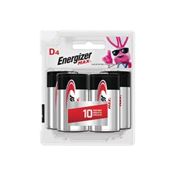 ENERGIZER Max D Alkaline Battery 4 Pack (E95BP4)