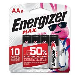 ENERGIZER Max AA Alkaline Battery 8 Pack (E91MP8)