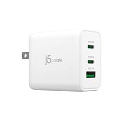 j5create Charger GaN 65W USB-C / USB - A 3 Port Charger, Compact and Foldable Wall Charger for MacBook Air, iPad Pro, iPhone 17/ Pro/Max, Galaxy S24/ S23, Dell XPS 13, Steam Deck, and More, JUP3365