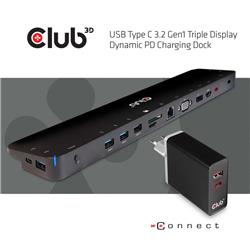 Club 3D USB Type C 3.2 Gen1 Triple Display Dynamic PD Charging Dock(Open Box)