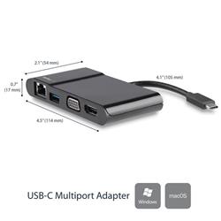 StarTech (DKT30CHV) - Adaptateur USB-C multiports pour portables -- 4K HDMI ou VGA - USB 3.0 - Noir