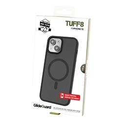iPhone 15 / 14 / 13 - TUFF8 Glide Guard Rugged Back Case (Smoke Black)
