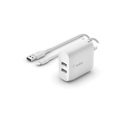 Belkin 24W Dual USB-A Wall Charger with Lightning to USB-A Cable