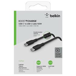 Câble tressé USB-C vers USB-C Belkin 100 W (2 m) (CAB014bt2MBK)