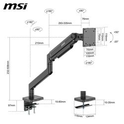 MSI Bras de support robuste pour écran unique - MAG MT201 -