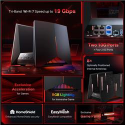 TP-Link (Archer GE800) Tri-Band BE19000 Wi-Fi 7 Gaming Router
