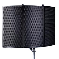 iCAN Foldable Metal Microphone Screen, Aluminum Frame, Black-MA303