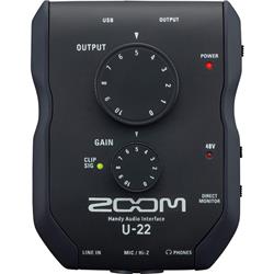 ZOOM U-22 - USB Mobile Recording and Performance Interface | 2 Input / 2 Output | Single Microphone Preamp | Phantom Power | Co
