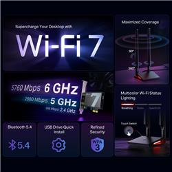 TP-Link (Archer TBE550E) BE9300 Wi-Fi 7 Bluetooth 5.4 PCIe Adapter