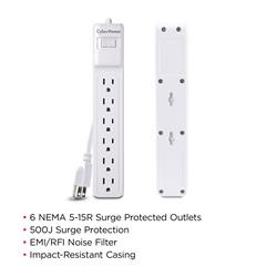 CYBERPOWER B602RC1 Essential Surge Protectors 500 joules avec 6 prises