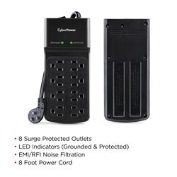 CYBERPOWER B808 8 outlets surge protector With 2180 joules 8feet cord(Open Box)