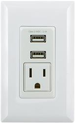 GE (25336) - Prise de courant murale et 2 ports USB