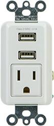 GE (25336) - Prise de courant murale et 2 ports USB