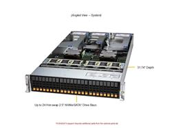 Serveur Hyper SuperMicro 2U (H14DSH, CSE-HS201-R000NP) AMD EPYC TURIN 9755 128C/255T, 16 Go DDR5 5600 ECC REG x24, 1,9 To NV...