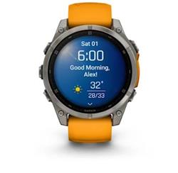 Garmin fenix 8 – 47 mm, AMOLED Sapphire, Titanium with Spark Orange/Graphite Silicone Band