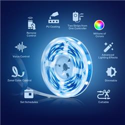 TP-Link Tapo Bande lumineuse LED intelligente RGBIC, 50 zones de couleur RVBIC, synchronisation avec le son, bande LED Wi-Fi...