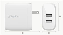 Belkin Chargeur mural double USB-A avec câble PVC A-C, 24W