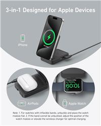 Anker MagGo Qi2 3-in-1 Pad 15W Wireless Charging Station