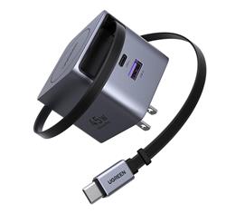 UGREEN Charger Nexode GaN 45W USB C / A Charger, 2 Ports Retractable