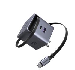 UGREEN Charger Nexode GaN 65W USB C / A Charger, 2 Ports Retractable