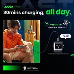 UGREEN Uno 30W USB C Charger, Nexode GaN Fast Charger Block 3-Port