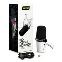 SHURE MV7+ XLR/USB Microphone, White