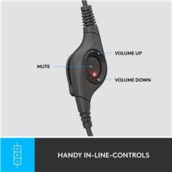 Logitech H390 Stereo Headset - Noise-Canceling Mic - Black