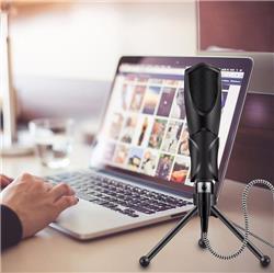 YANMAI Q3B Gaming Microphone With Foldable Tripod Stand, Black