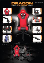 iCAN (DragonWar) - Chaise de course ergonomique noir/rouge(Open Box)