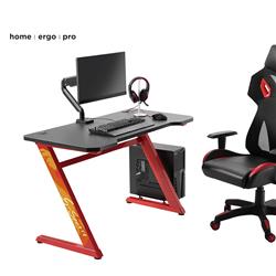 Brateck Z-Shaped PC Gaming Desk - Black & Red