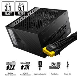 MSI MPG A1000G PCIe5, entièrement modulaire et compacte, Alimentation