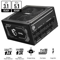 MSI MAG A1000GL PCIe5, entièrement modulaire et compacte,Alimentation