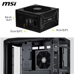 MSI MAG A1000GLS PCIE5, Fully Modular Compact, 80+ Gold, Power Supply