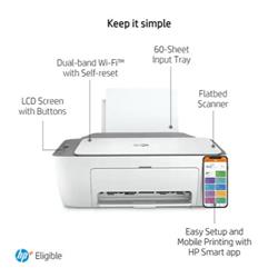 HP DeskJet 2755e Wireless 3-in-1 Color Inkjet Printer, White