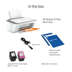 HP DeskJet 2755e Wireless 3-in-1 Color Inkjet Printer, White
