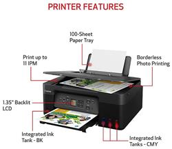 Canon PIXMA G3270 MegaTank Wireless 3-in-1 Color Inkjet Printer, Black