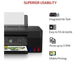 Canon PIXMA G3270 MegaTank Wireless 3-in-1 Color Inkjet Printer, Black