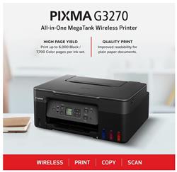 Canon PIXMA G3270 MegaTank Wireless 3-in-1 Color Inkjet Printer, Black