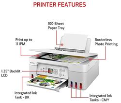 Canon PIXMA G3270 Imprimante jet d'encre sans fil MegaTank 3en1, blanc