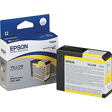 Epson (UltraChrome K3 / T5804) - Cartouche d'encre jaune pour imprimantes Epson (T580400)