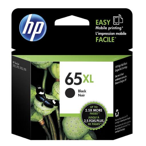 Cartouche d'encre noire HP 65XL à haut rendement d'origine