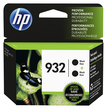 HP 932 Black Original Ink Cartridges, 2 pack (L0S27AN)