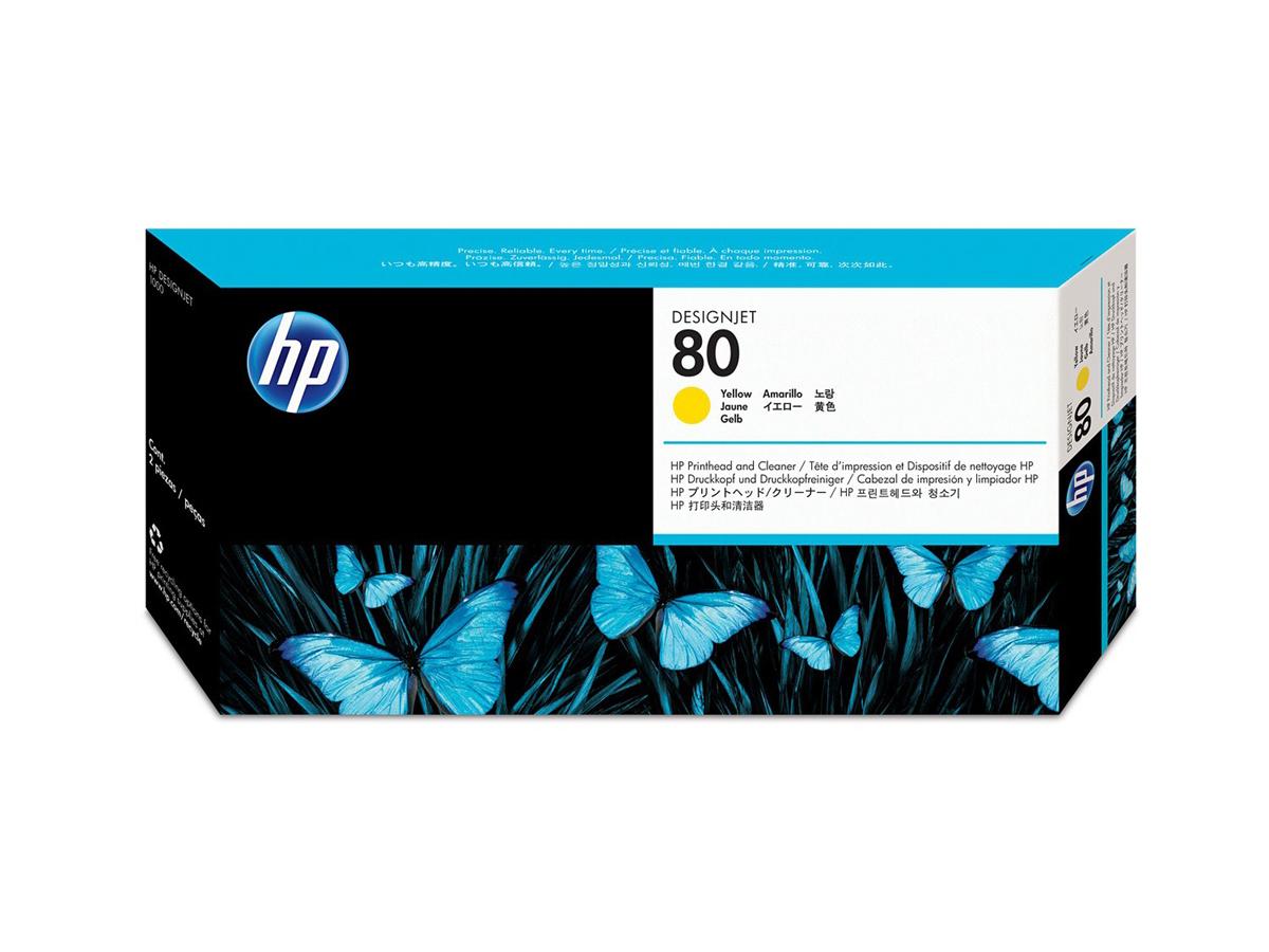 HP 80 Printhead/Printhead Cleaner, Yellow(C4822A)