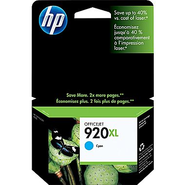 Cartouche d'encre originale cyan haute capacité HP 920XL (CD972AN)