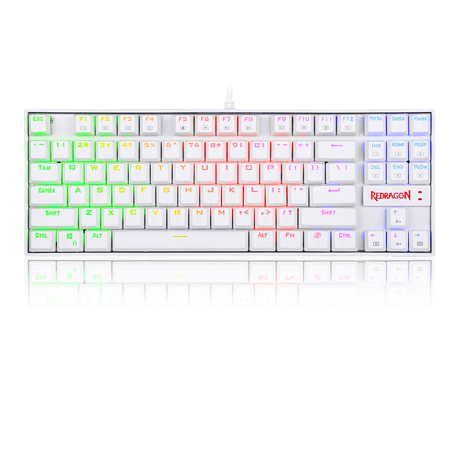 Redragon K552 Mechanical Gaming Keyboard 80% Compact 87 Key Kumara Wired  Blue Switches for Windows PC Gamers (RGB Backlit Whit