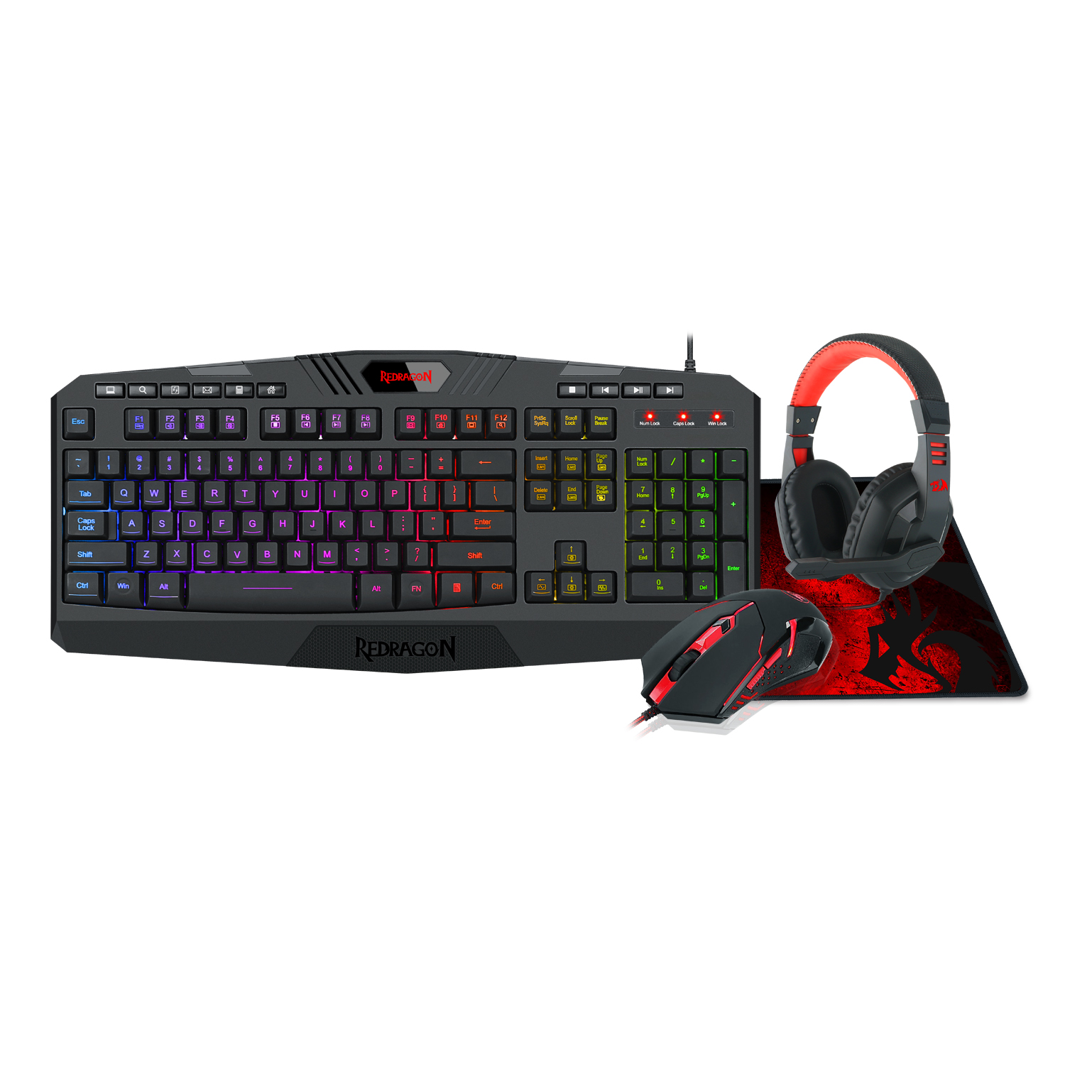 Redragon S101-BA-2 Gaming Combo (M601 Gaming Mouse + K503 Gaming Keyboard + H120 Gaming Headset + P015 Gaming Mouse Pad)