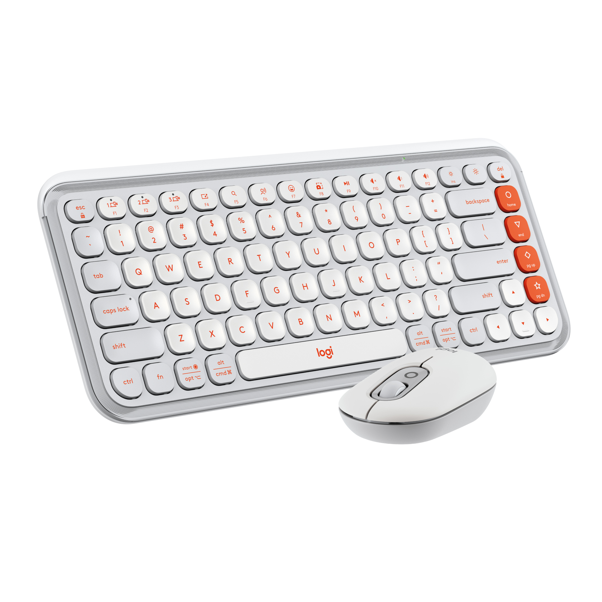 LOGITECH POP ICON Wireless Keyboard & Mouse Combo (Off-White & Orange)
