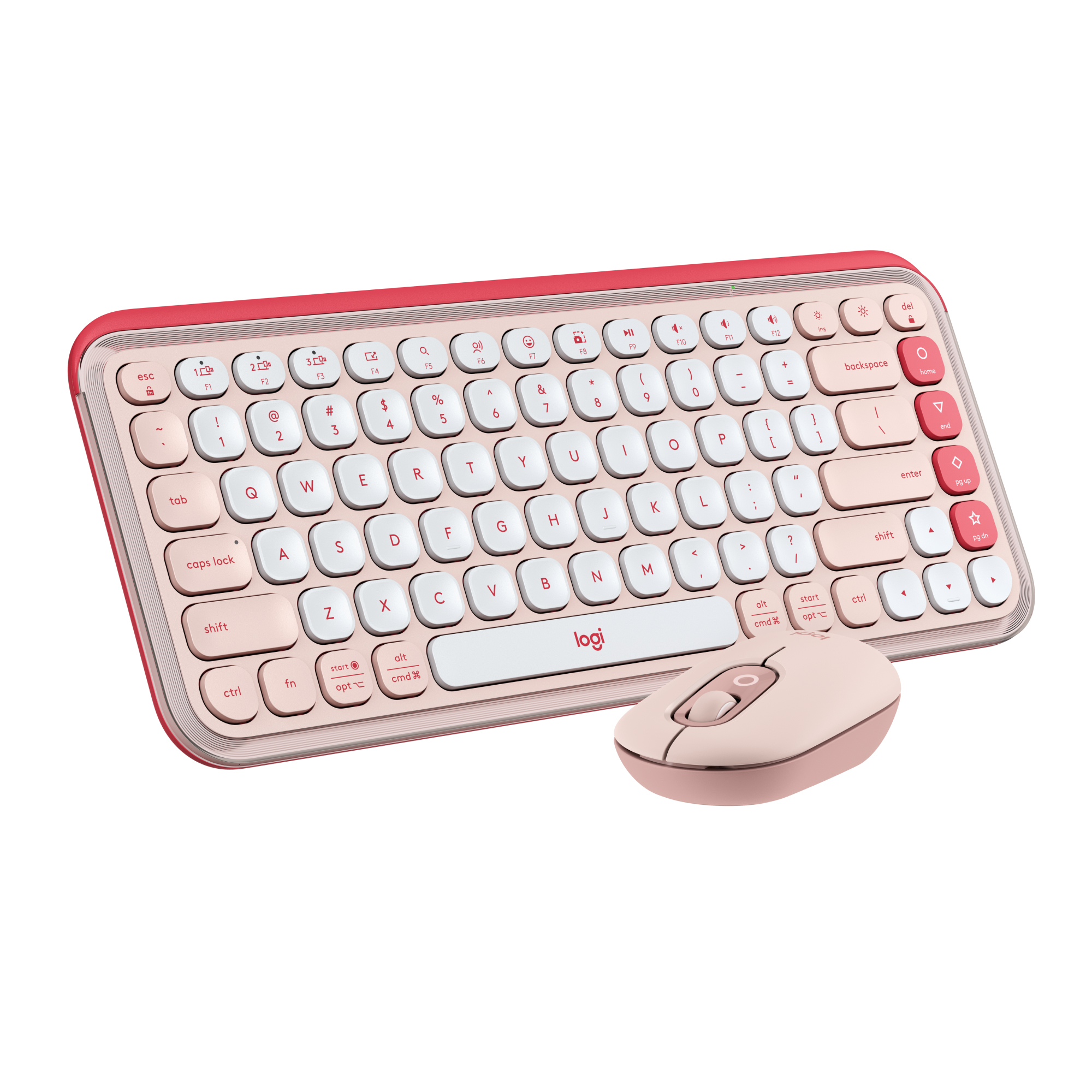 LOGITECH POP ICON Wireless Keyboard & Mouse Combo (Rose & Off-White)(Open Box)